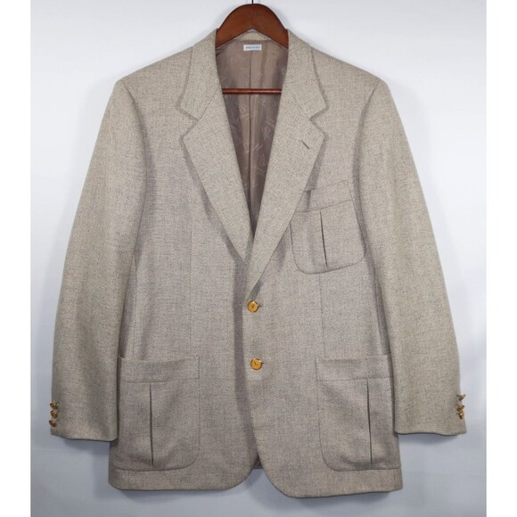 Vintage Brioni Cashmere Field Jacket Blazer Safari Sports Logo Buttons 42 52 - Picture 5 of 16